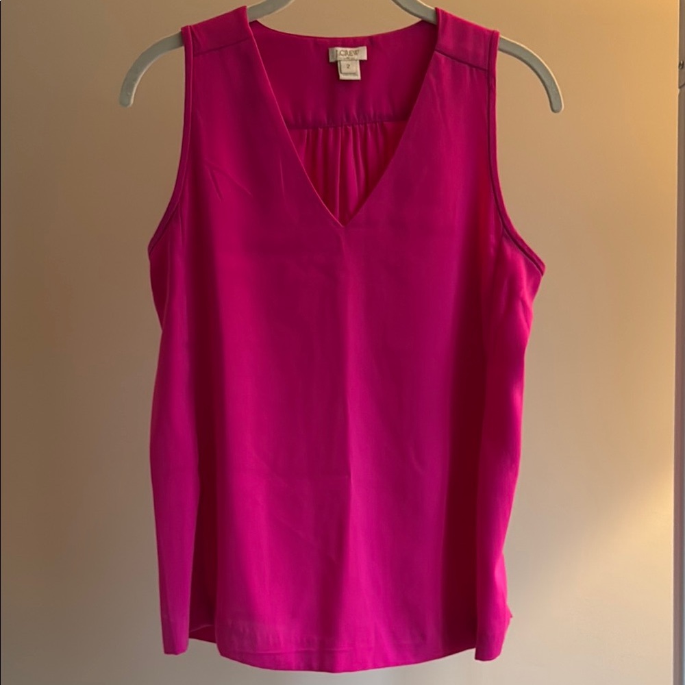 J. Crew Sleeveless Hot Pink V-Neck Blouse Size 2